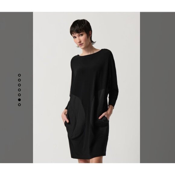 NEW JOSEPH RIBKOFF Black Motif Dolman Sleeve Shift Dress Women's Size 10 Stretch - Picture 2 of 12